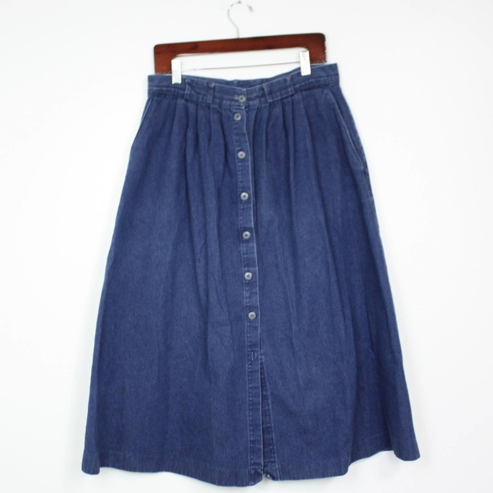 Vintage Skirt Women's Size M/L Button Down Denim Maxi